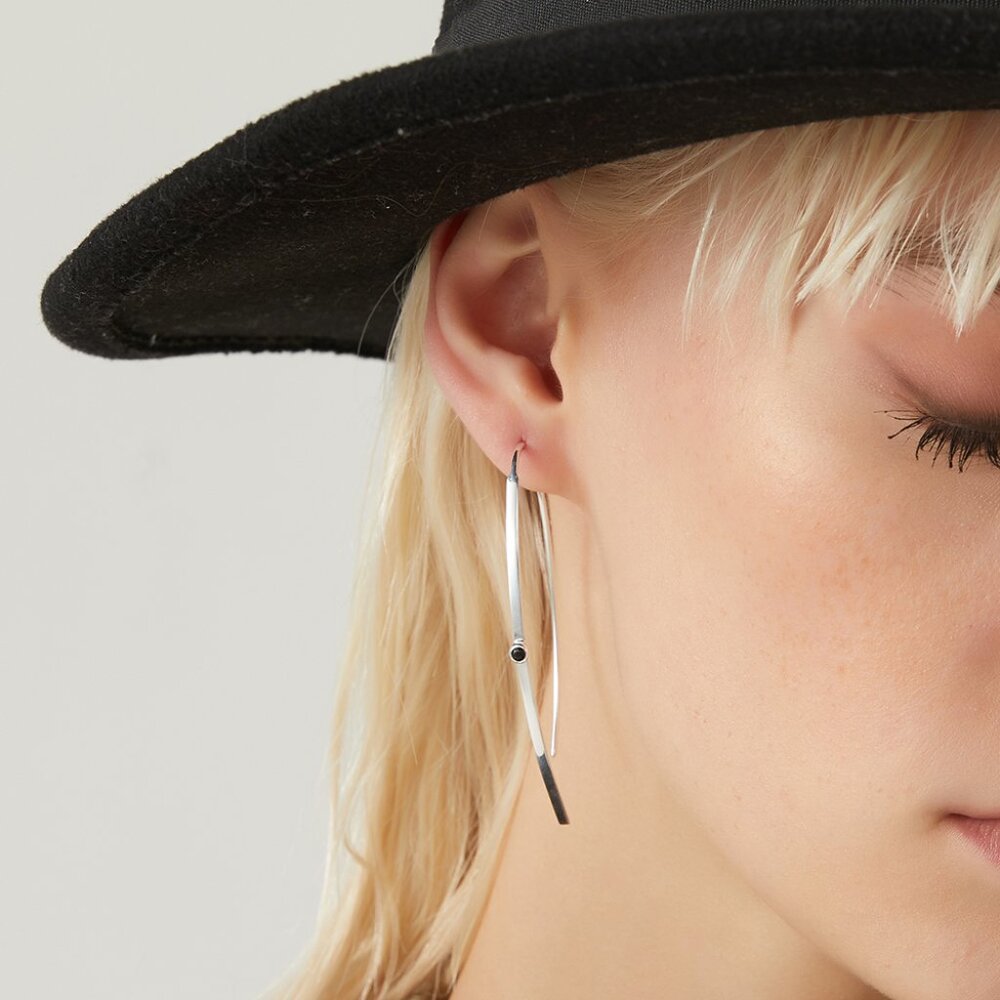 High Quality Solid 925 Sterling Silver Oval Bar Earrings
